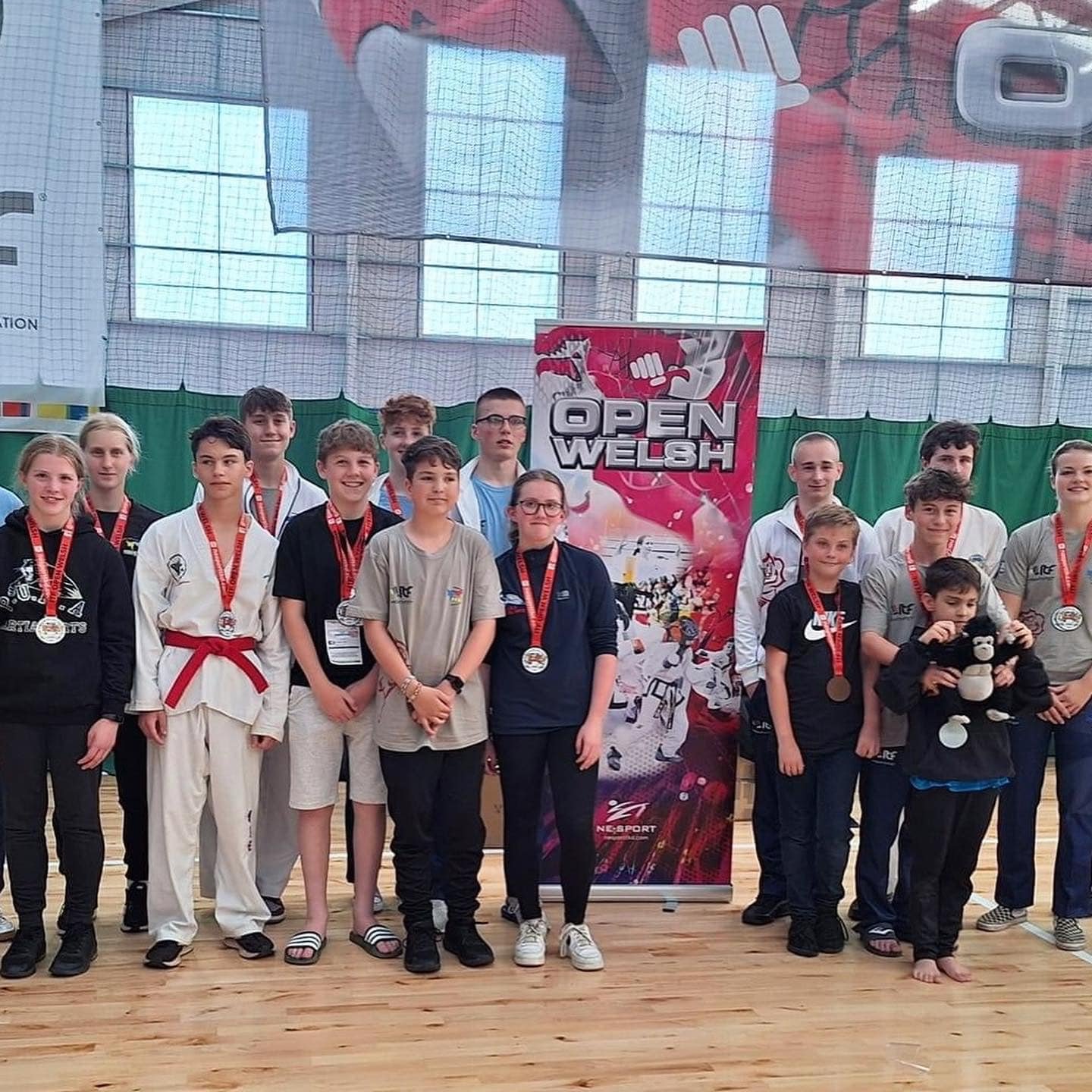 SLF Taekwon-Do students stood at the Open Welsh Tournament